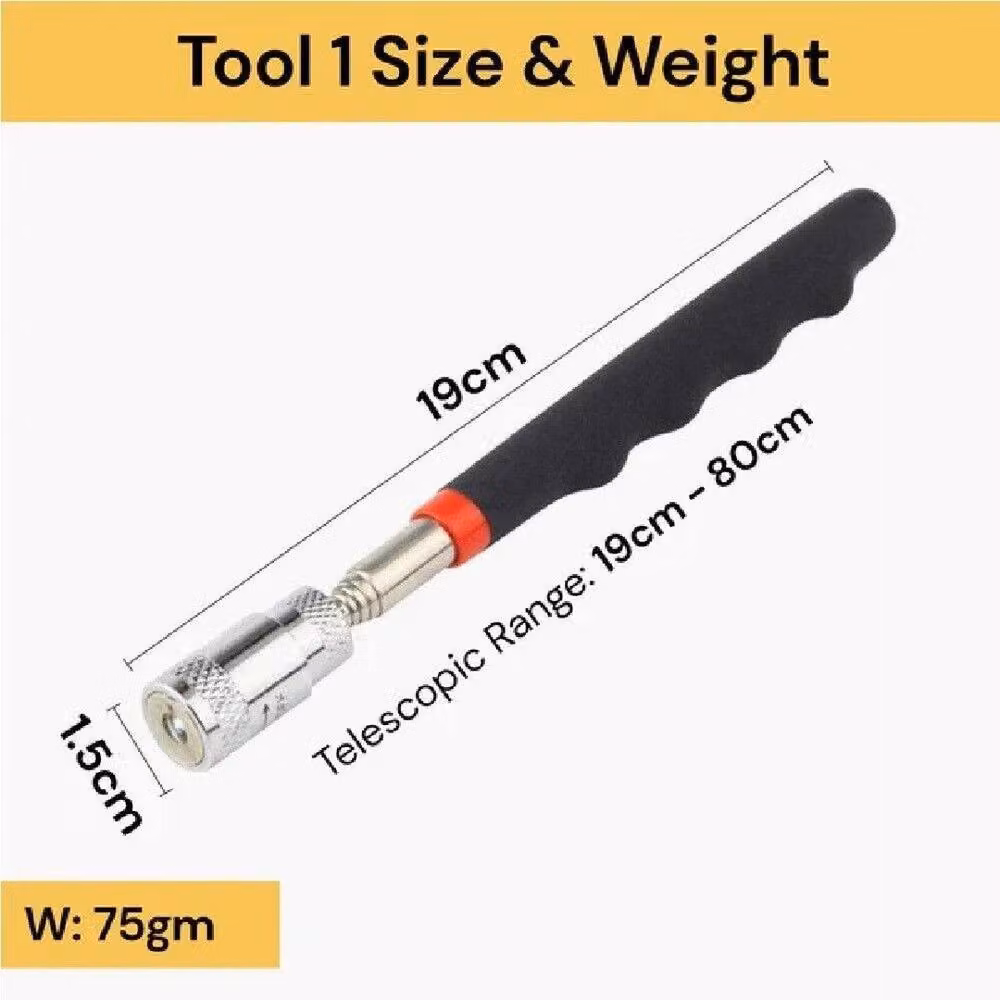 FLAVORA Telescopic Magnetic Pick-Up Tool Extendable Grip, Multicolour, W/D/H: 1000 x 52 x 52 cm – 2