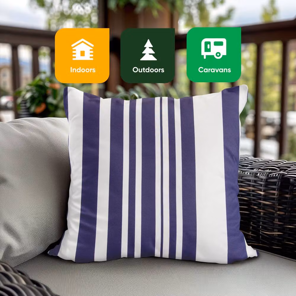 Gardenwize Pack of 2 Blue Striped Square Cushion Covers, W x H: 45 x 45 cm – 6