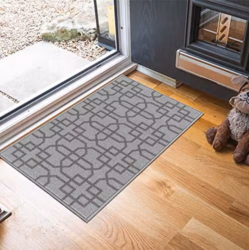 Serdim Rugs Havana Washable Non-Slip Kitchen Floor Mat, Cubed Trellis, Silver, W: 160 cm