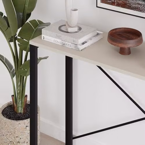 FWStyle Modern Sandstone Narrow Hallway Console Table in Beige, W/D/H: 110 x 35 x 75 cm – 3