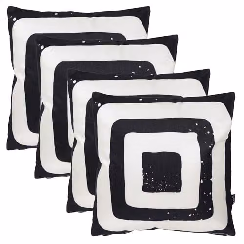 icon Set of 4 Target Mono Kyoto Fabric Indoor Outdoor Cushions, Black, W/D/H: 43 x 43 x 43 cm
