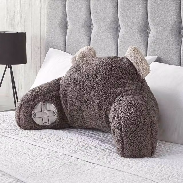 Huggleland Teddy Bear Support Cushion Pillow in Grey