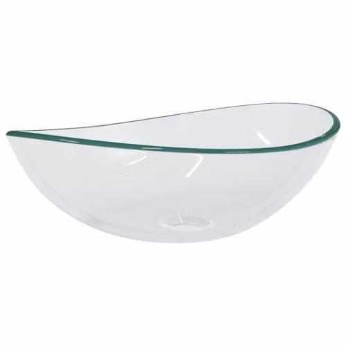 vidaXL Oval Tempered Glass Countertop Basin, Transparent, W/D/H: 54.5 x 35.0 x 15.5 cm