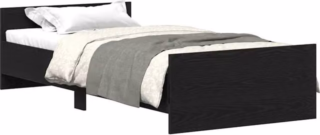 Berkfield Home Bed Frame in Black Oak, Engineered Wood, W: 75 cm, L: 190 cm – 1