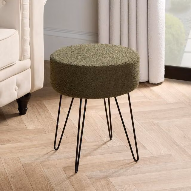 OHS Teddy Boucle Hairpin Stool in Green