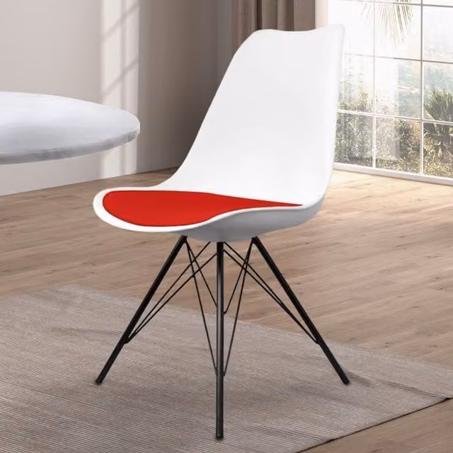 Fusion Living Soho Modern Plastic Dining Chair with Black Metal Legs - Red
