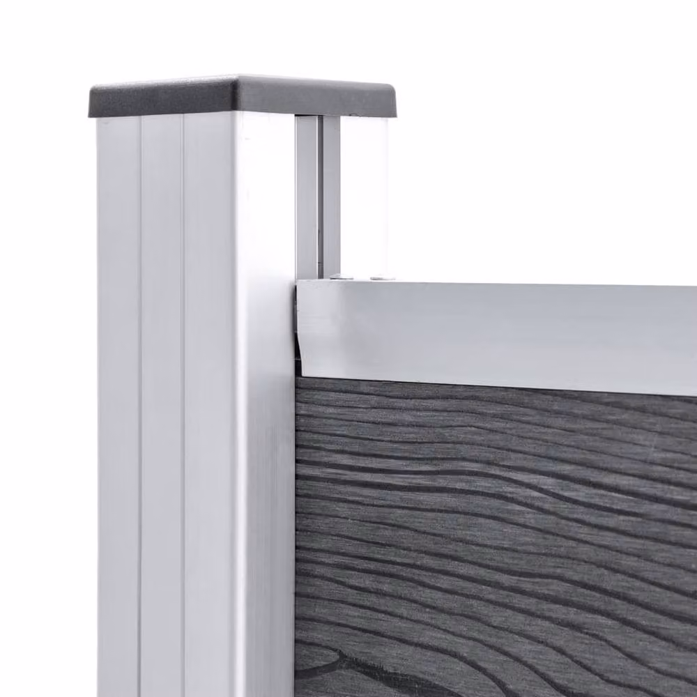 Berkfield Home WPC Fence Panel Set in Grey, W: 353 cm, H: 146 cm – 3