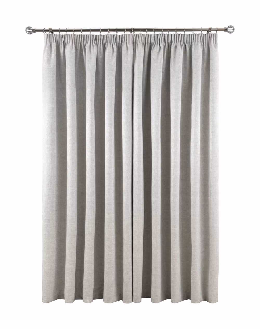 Smart Living Textured Rib Weave Pencil Pleat Blackout Curtains, 2 Grey Fabric Panels, Width: 167 cm, Drop: 137 cm – 2