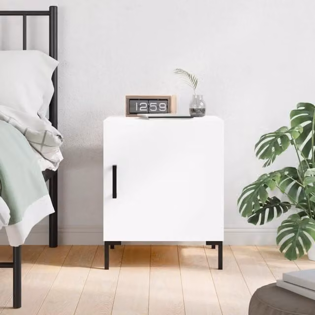 Berkfield Home White Bedside Cabinet W/D/H: 40 x 40 x 50 cm