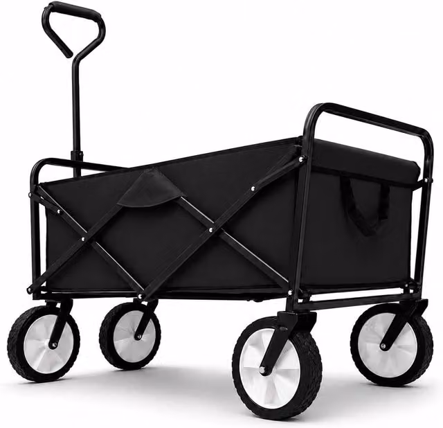 Oypla Heavy Duty Foldable Garden Trolley Cart in Black
