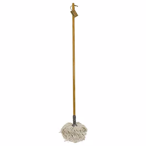JVL Retro Sand and White Natural Bamboo and Pure Cotton String Floor Mop