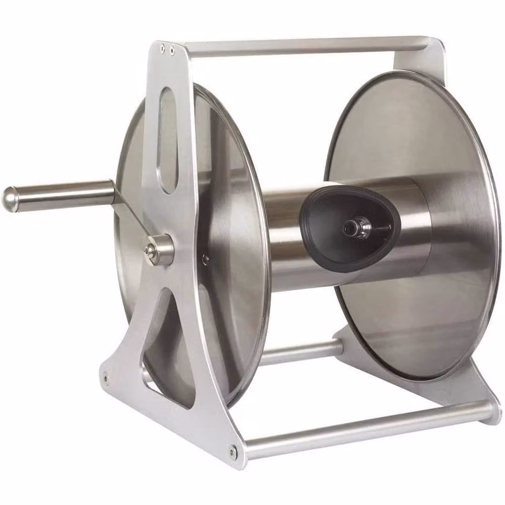 NESTLUNE Silver Metal Garden Hose Reel with 60m Capacity – 4
