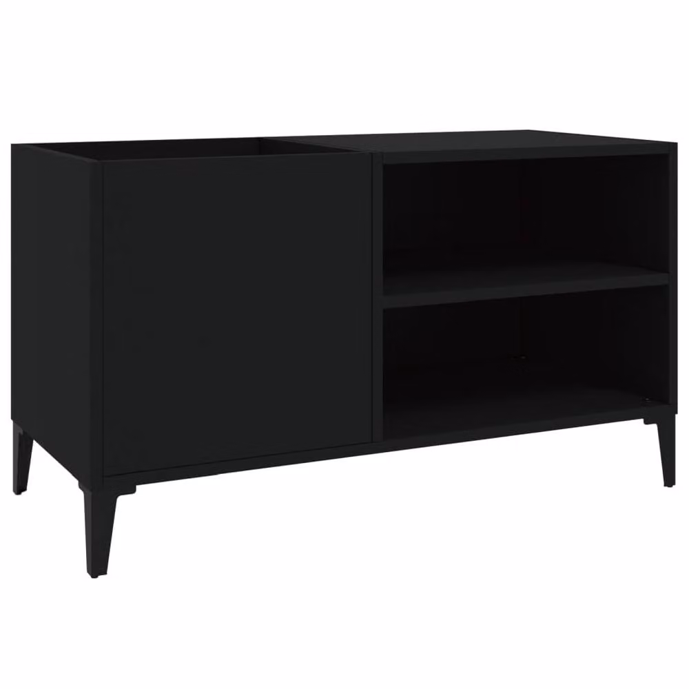 Berkfield Home Record Cabinet in Black, W/D/H: 84.5 x 38 x 48 cm – 2