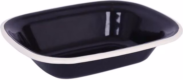 Argon Tableware Black and White Enamel Steel Rectangular Pie Dish, W: 18 cm, D: 13.5 cm – 1