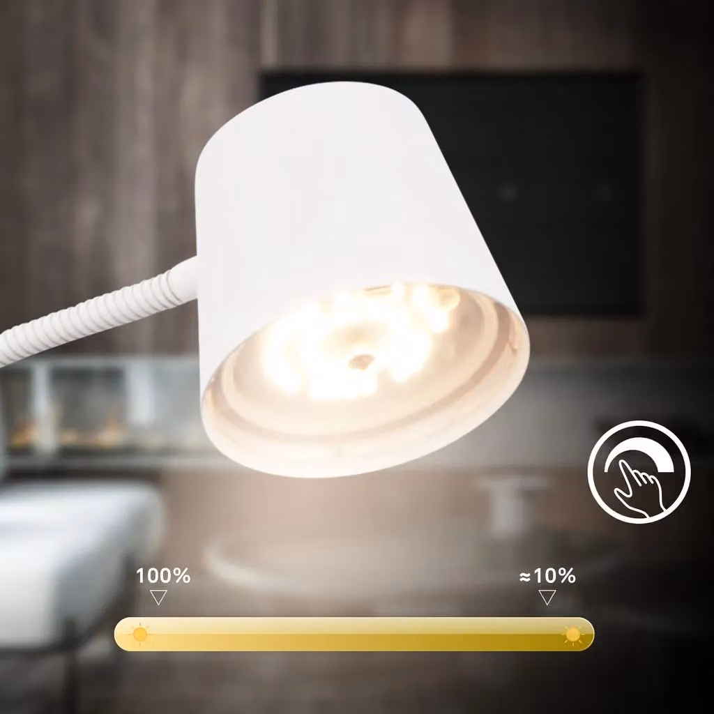 Briloner White LED Floor Lamp, Dimmable, Rechargeable and Cordless with Touch Control, Height: 126.5 cm – 3
