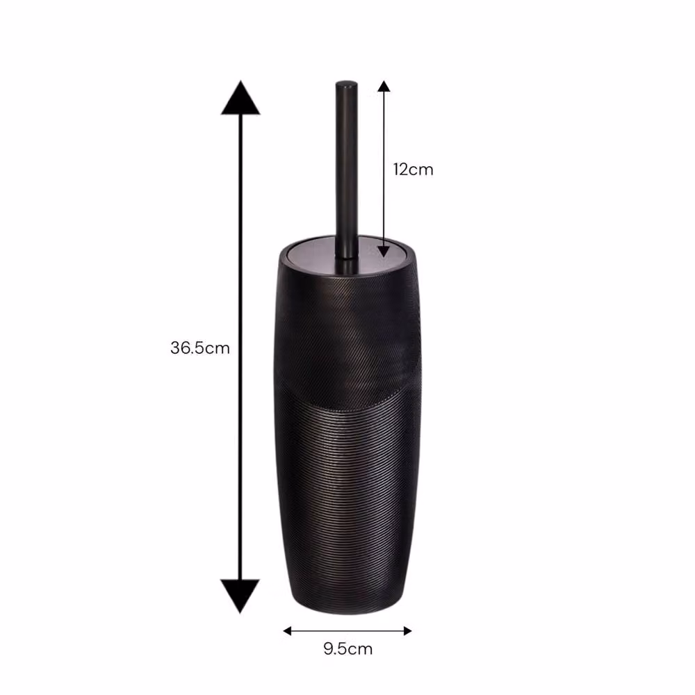 Showerdrape Ripple Textured 4 Piece Black Bathroom Accessory Set including Soap Dispenser, Soap Dish, Toothbrush Holder and Toilet Brush – 4