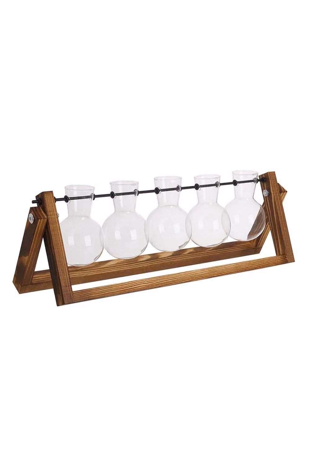 Garden Sanctuary Plant Propagation Station with 5 Glass Bulbs and Wooden Stand in Clear – 2