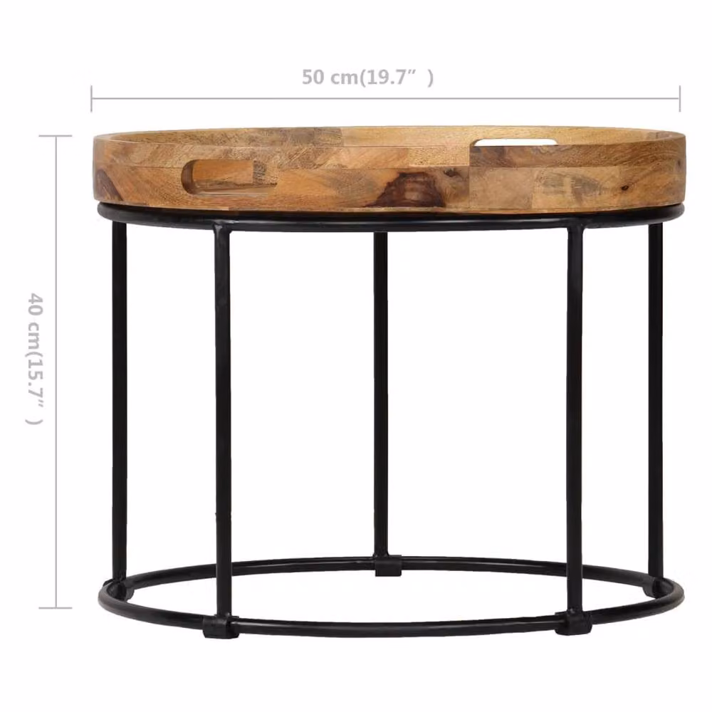 Berkfield Home Mango Wood and Steel Industrial Coffee Table, Brown, W: 50 cm, D: 40 cm – 4