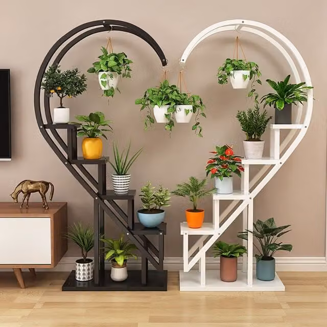 Living and Home 6-Tier Curved Plant Stand and Bonsai Display Shelf in Black