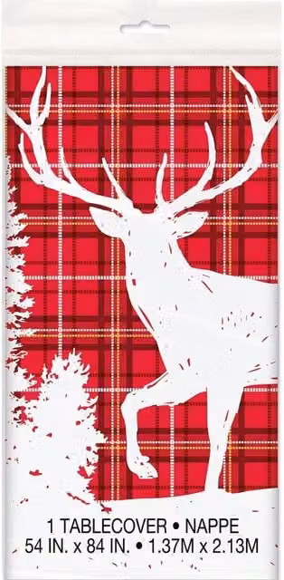 Unique Party Red and White Checked Lumberjack Plaid PVC Tablecloth