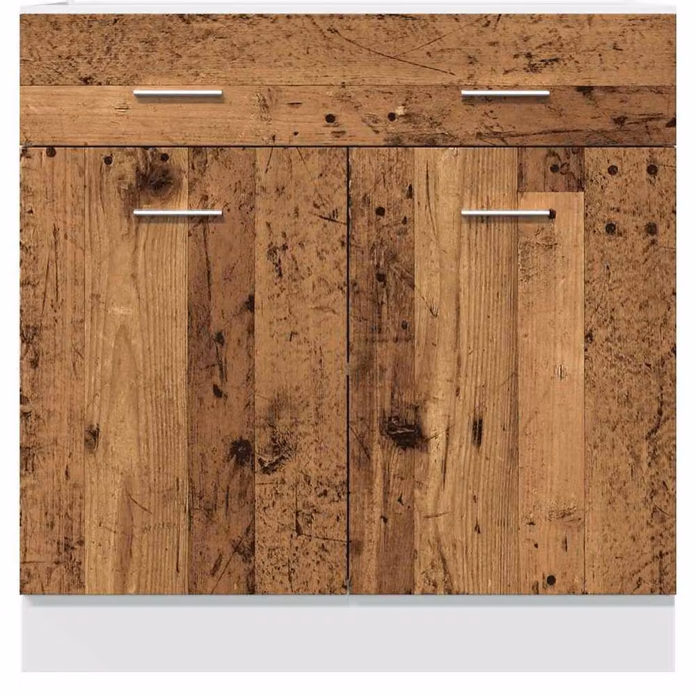 Berkfield Home Lyon Old Wood Drawer Bottom Cabinet in Brown, W/D/H: 80 x 46 x 81.5 cm – 2