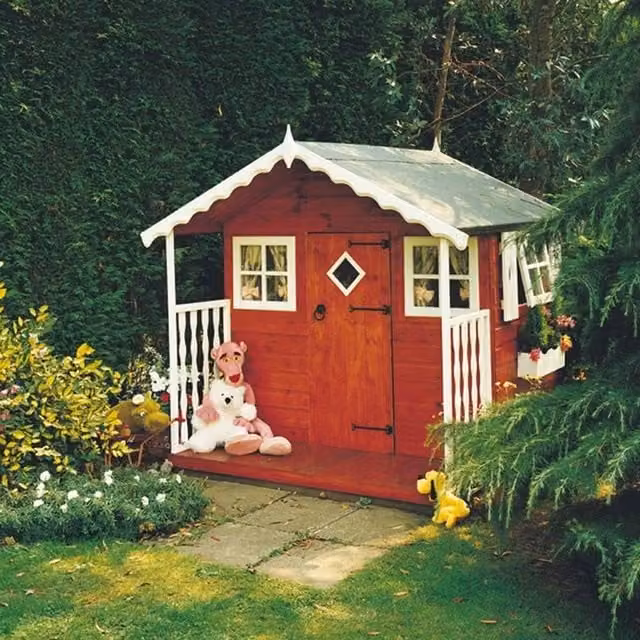 Shires Classic Wooden Childrens Playhouse Wendy House in Brown