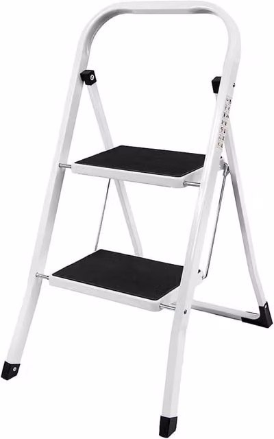 MantraRaj Foldable Steel Step Ladder in White, Height: 83 cm