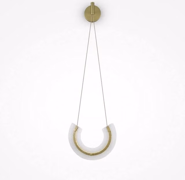 Maytoni Maya II Modern Integrated LED Pendant Ceiling Light in Gold and Transparent Glass, 3000K Warm White