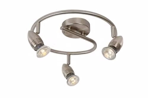 Lucide Caro-LED Ceiling Spotlight in Satin Chrome, Diameter: 31 cm, with 3x5W GU10 Warm White LED Bulbs Included