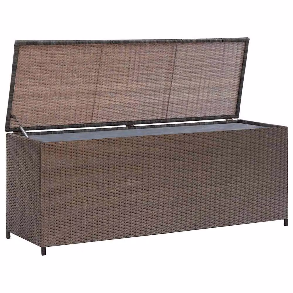 Berkfield Home Brown Poly Rattan Garden Storage Box W/D/H: 120 x 50 x 60 cm – 2