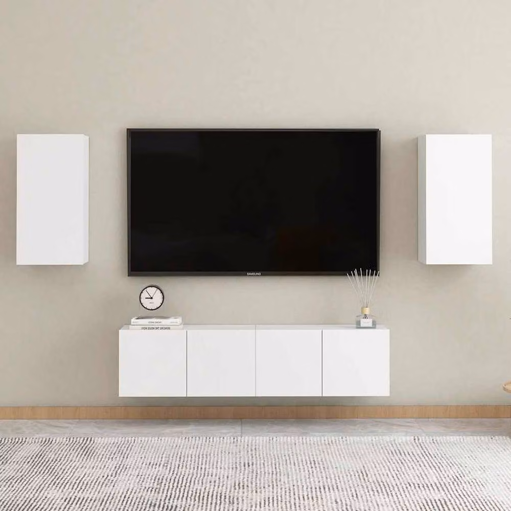 Berkfield Home White Minimalist TV Cabinet in Engineered Wood W/D/H: 30.5 x 30.0 x 60.0 cm – 4