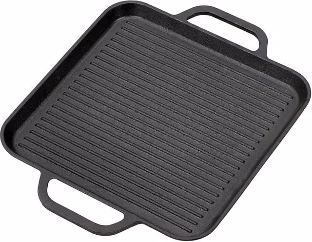 Garden Sanctuary Uncoated Cast Iron Griddle Pan in Black