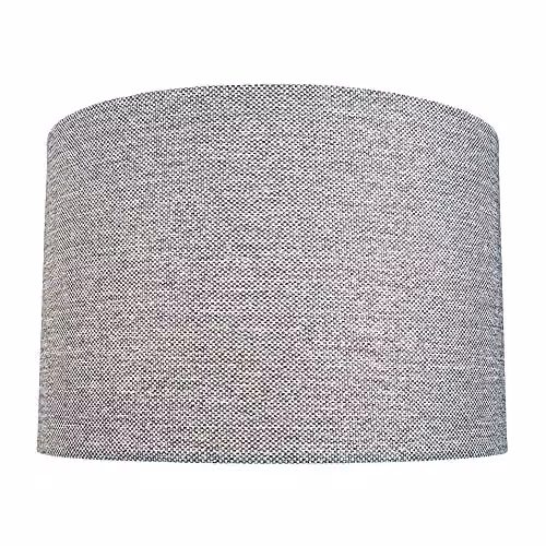 Happy Homewares Modern Grey and White Fabric Cylinder Drum Lamp Shade with Reducer Ring, Diameter: 30 cm, Max 60W