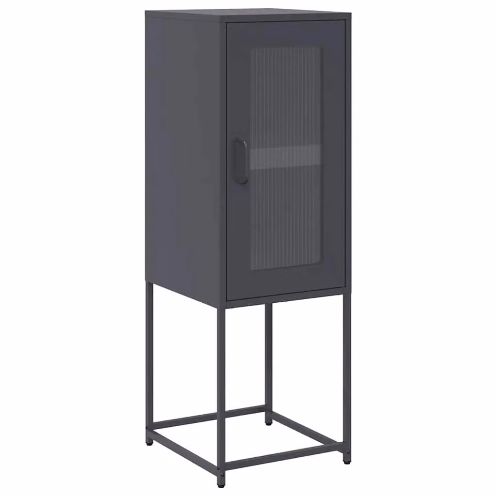 Berkfield Home Anthracite Sideboard with Glass Doors and Internal Shelves, Black, W/D/H: 36 x 39 x 107 cm – 2