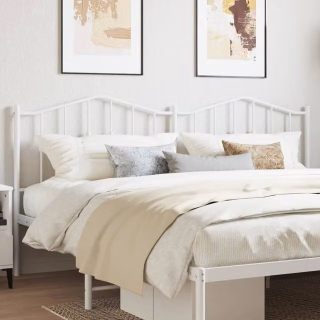 Berkfield Home Classic Metal Headboard in Black and White, Width: 193 cm