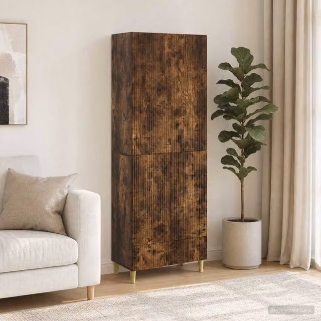 Berkfield Home 2-Piece Modern Smoked Oak Cabinet Set in Brown, W/D/H: 66 x 34.5 x 95 cm