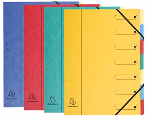 Exacompta Harmonika Multipart File for A4 Documents, 7 Multi-Coloured Tabbed Sections, Assorted Colours (Pack of 1)