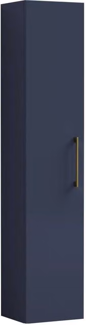 Balterley Bramshall Blue Tall Storage Unit with Soft Close Hinged Door and Brushed Brass Handle, Width: 30 cm – 1
