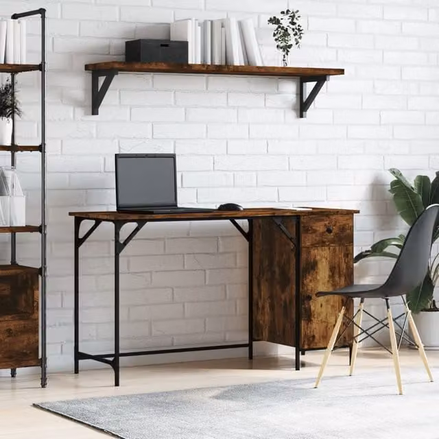 Berkfield Home Computer Desk in Smoked Oak Brown, W/D/H: 131 x 48 x 75 cm – 1