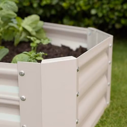 Harbour Housewares Raised Garden Bed in Beige or White, Galvanised Steel Bottomless Planter, W: 120 cm, D: 60 cm, H: 30 cm – 4