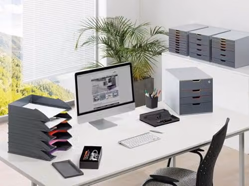 Durable Varicolor A4 Stackable Letter Tray Set of 5 in Multicolour and Grey – 4