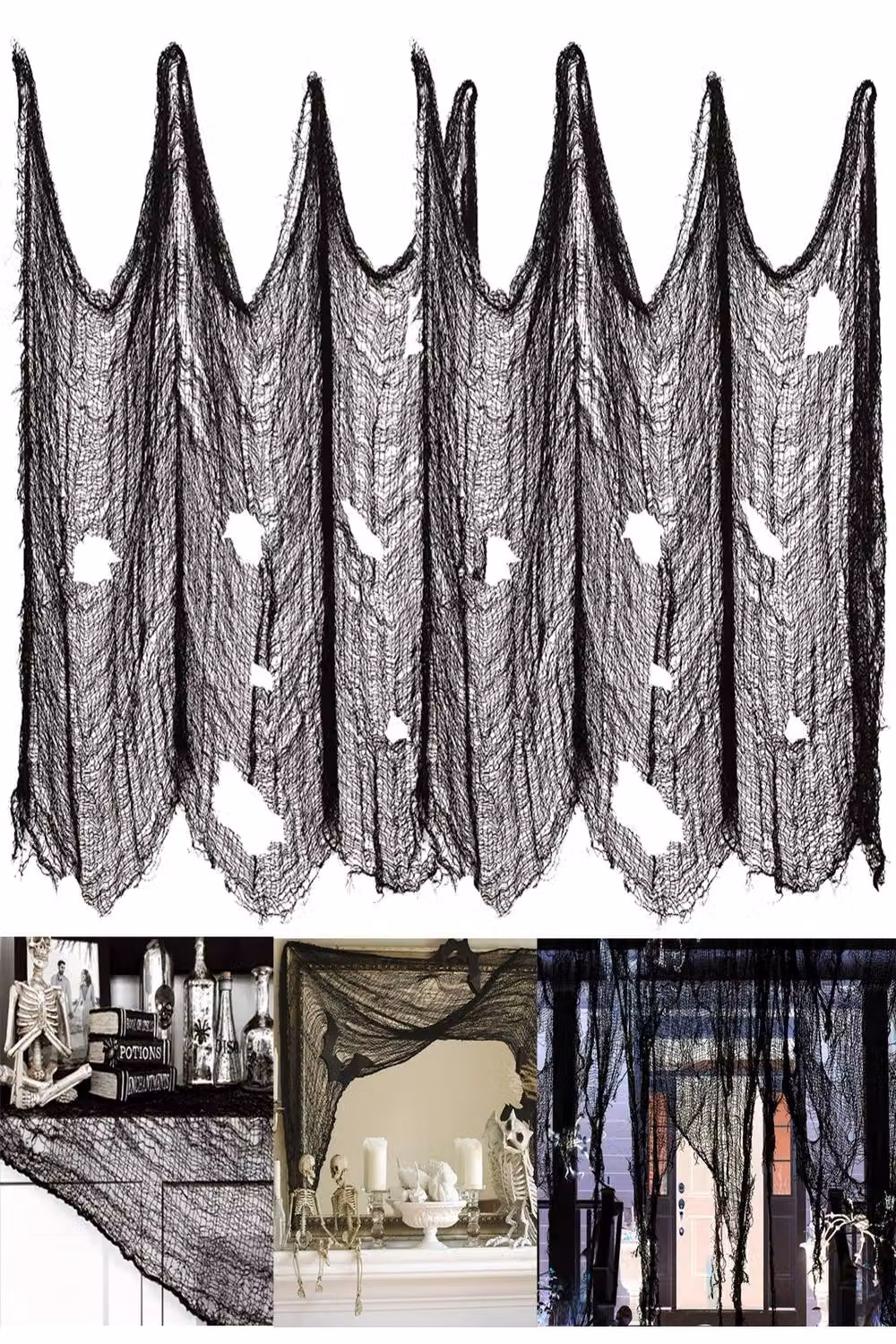 Garden Sanctuary 2-Piece Black Creepy Halloween Gauze Hanging Decorations – 4