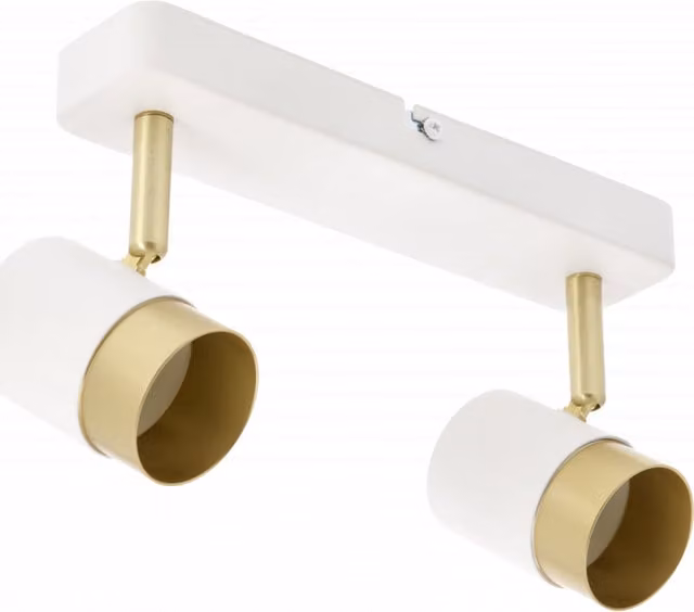 CGC ORIO White and Brushed Gold Double Two Head Adjustable Ceiling Spotlight Bar