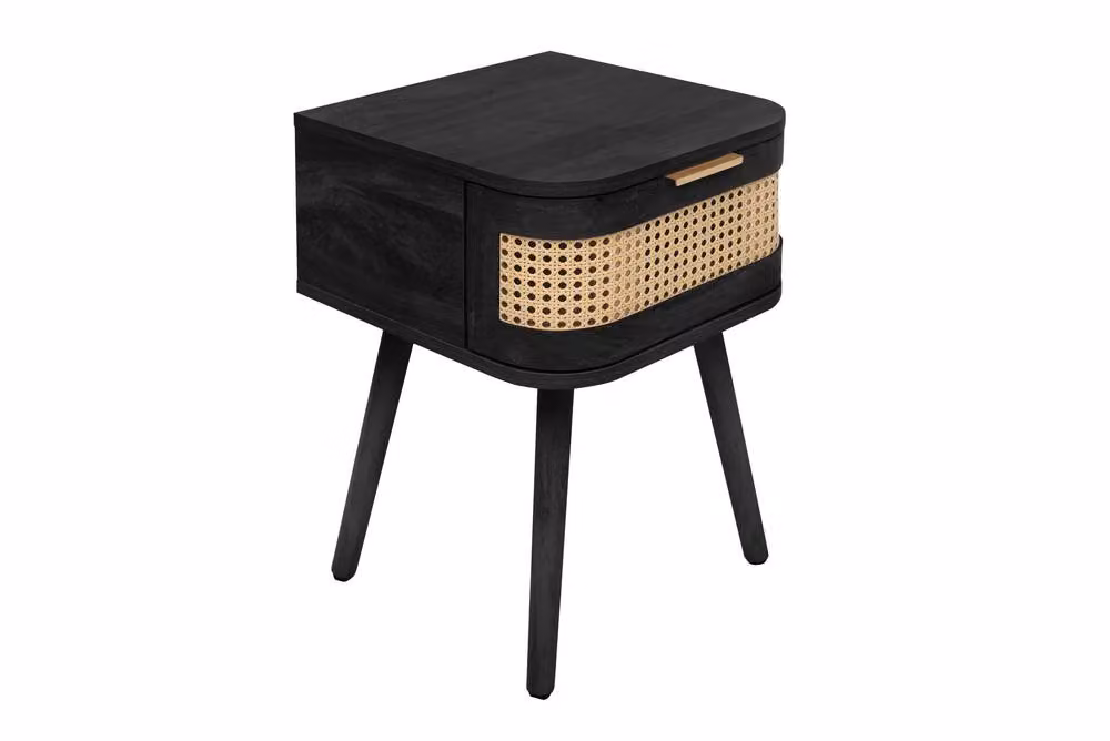 Birlea Sark Pair of Black Rattan Bedside Cabinets with 1 Drawer Each – 4
