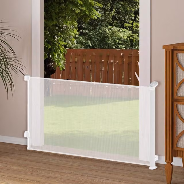 Livingandhome Retractable White Safety Mesh Gate for Doors and Stairs