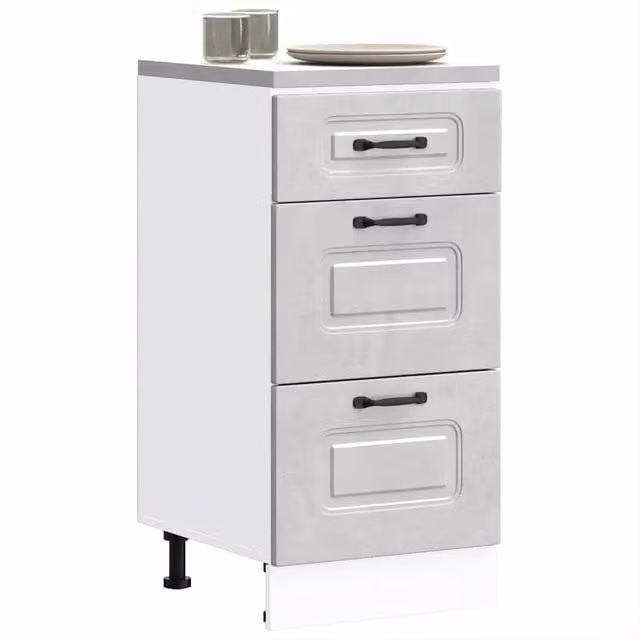 Berkfield Home Kalmar Modern Kitchen Base Unit in Concrete Grey Matt Engineered Wood