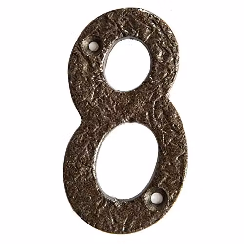 Hammer and Tongs Rustic Metal Number 8 Wall Numeral in Grey, Pack of 2 – 3