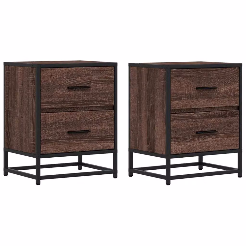 Berkfield Home Set of 2 Brown Oak Bedside Cabinets, W/D/H: 40 x 31 x 50 cm – 2