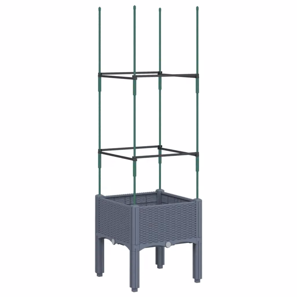 Berkfield Home Garden Planter with Trellis in Blue and Grey, W/D/H: 40 x 40 x 142.5 cm – 2