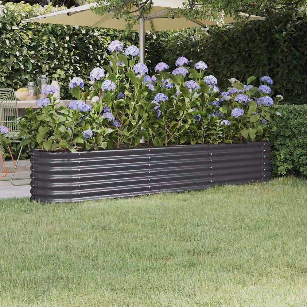 Berkfield Home Garden Powder-coated Steel Raised Bed in Anthracite Black, W/D/H: 224 x 40 x 36 cm – 2